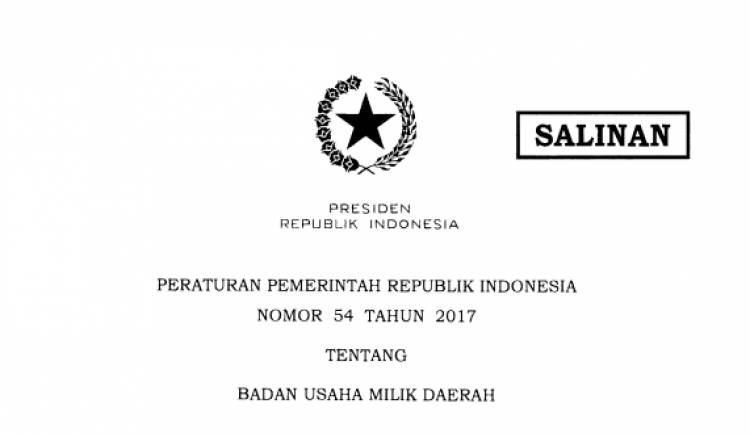 PERATURAN PEMERINTAH REPUBLIK INDONESIA NOMOR 54 TAHUN 2OI7 TENTANG BADAN USAHA MILIK DAERAH